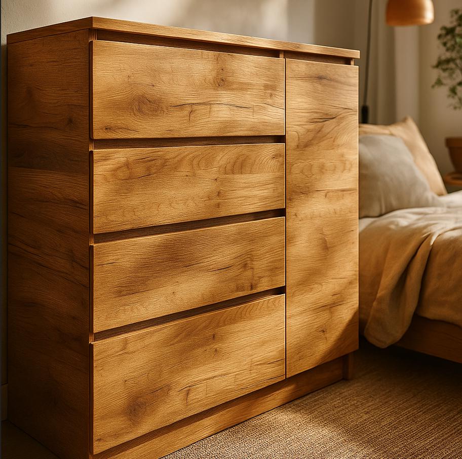 Комод Мастер Форм Брайт ДСП 4/1 телескопические направляющие правосторонний 1000х376х950 мм Крафт Золотой Комод Мастер Форм Брайт ДСП 4/1 телескопические направляющие правосторонний 1000х376х950 мм Крафт Золотой