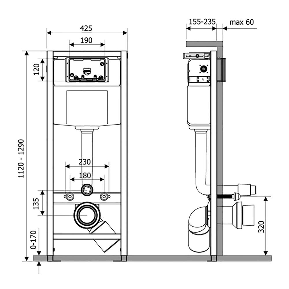 Унитаз подвесной Q-tap Swan Ultra Quiet 485х360х320 мм/инсталляция для подвесного унитаза Nest ST 1120/1290х425х155/235 мм 18/23 cм/клавиша Nest 154x220x13 мм Satin - фото 8