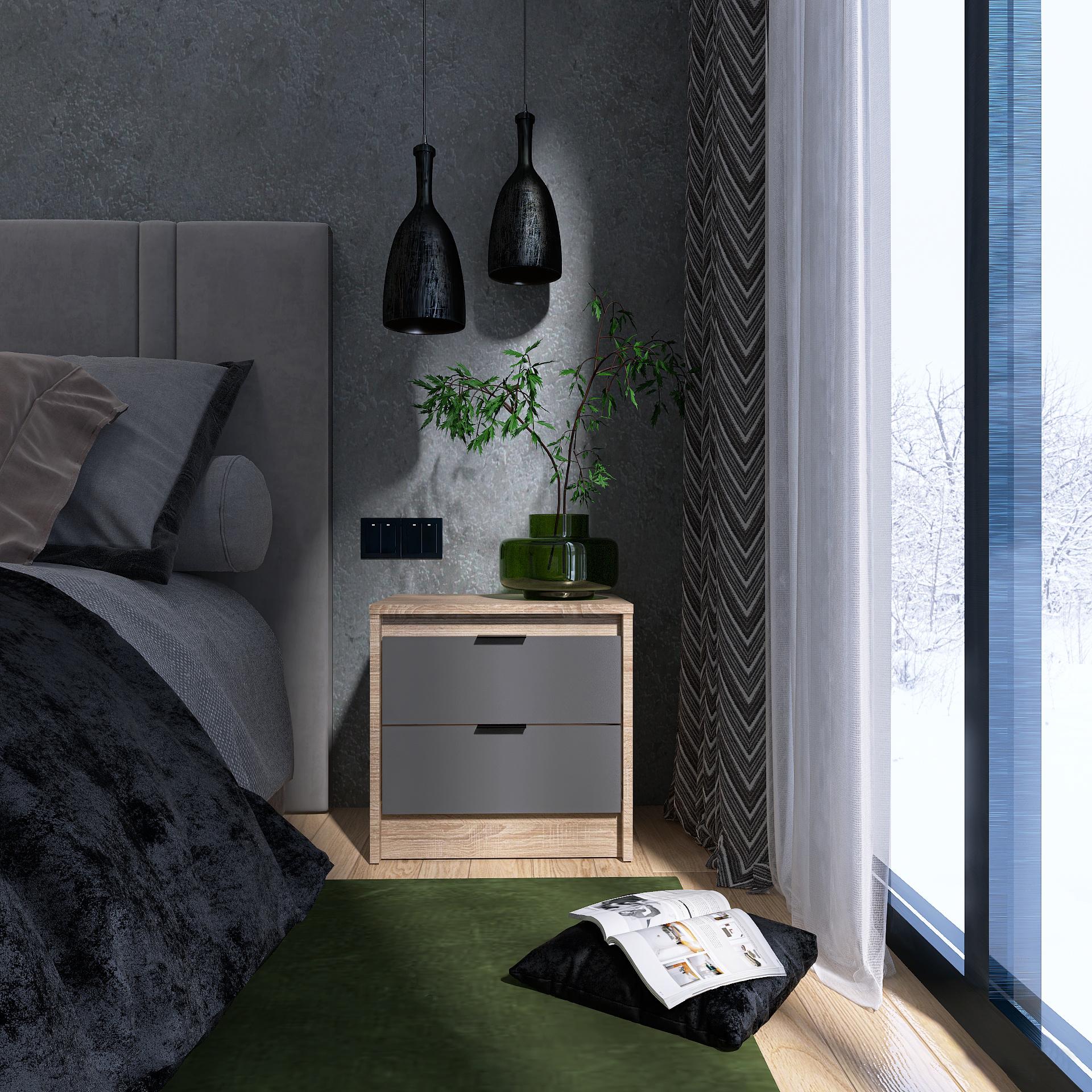 Тумба приліжкова Еверест СІТІ 450 45х38х45 см Дуб сонома/Графіт (09441)