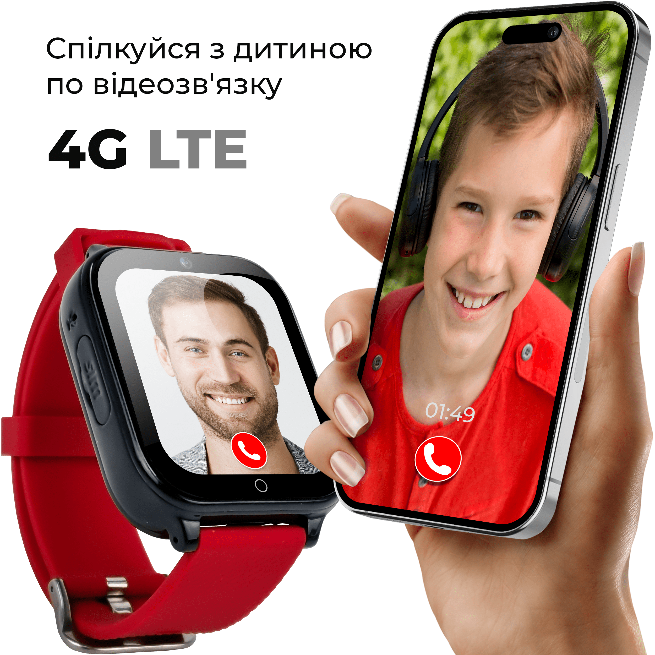 Смарт-годинник JETIX DF100 Pro c 4G відеодзвінком вібродзвінком та вологозахистом IP67 Red (8927259) - фото 2