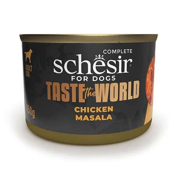 Корм вологий консерви для собак Schesir Taste the World Chicken Masala масала з куркою в бульйоні банка 150 г