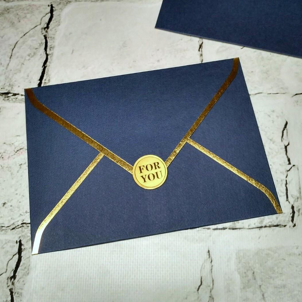 Конверт бумажный Премиум Gold 12,5х17,4 см Синий (MR-1462-1)