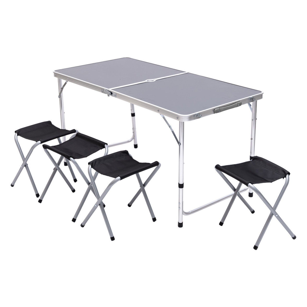 Комплект меблів для кемпінгу розкладний стіл / стільці 4 шт. з регульованою висотою столу 120х60х70/61/54 см Чорний (JY-12060B)