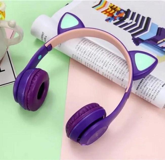 Наушники Bluetooth Ушки CATear LED RGB беспроводные Фиолетовый (P47M-Violet) - фото 2
