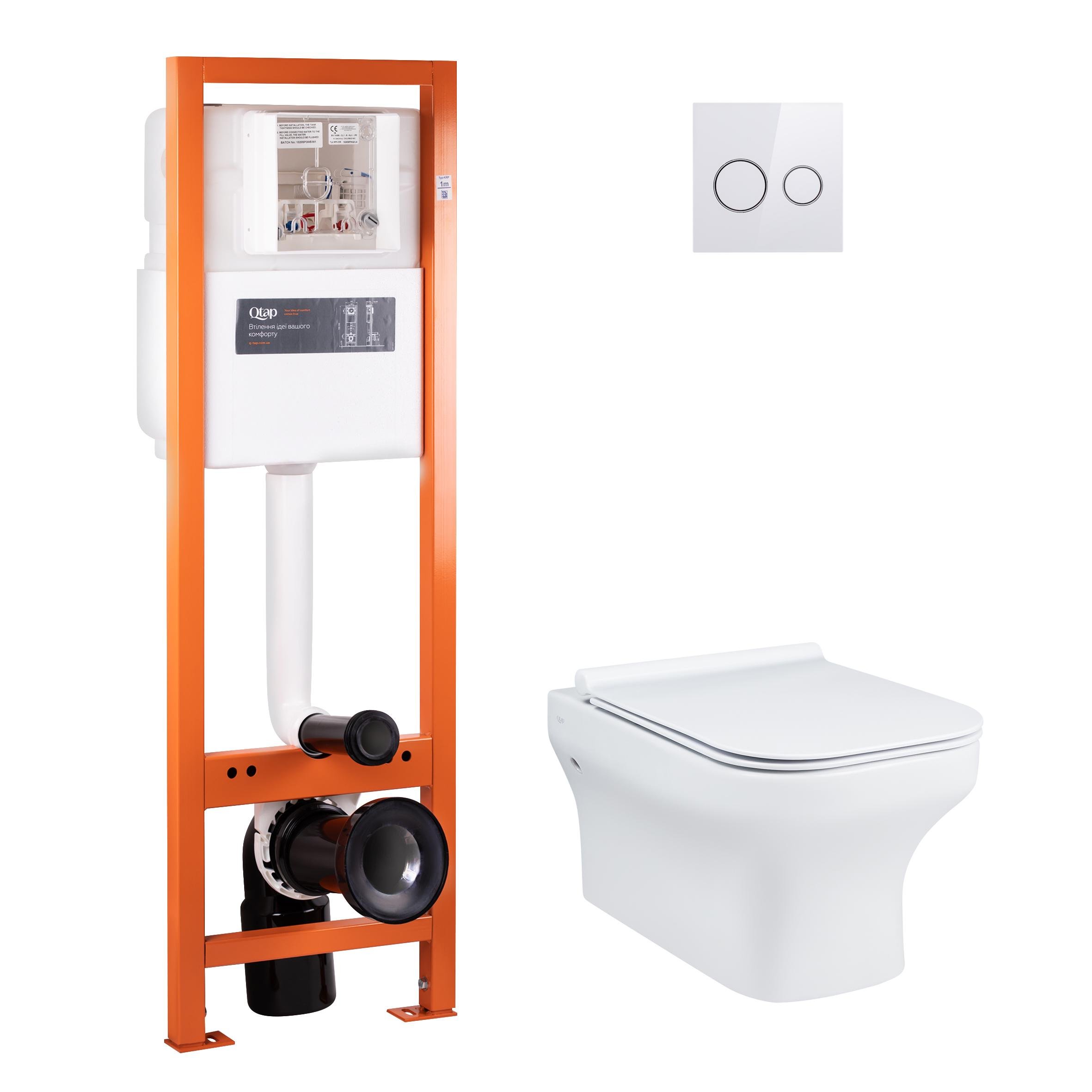 Комплект инсталляции Q-tap Nest QT0433C660HW0233M370P01V1176W с унитазом кнопка Белый (124716)