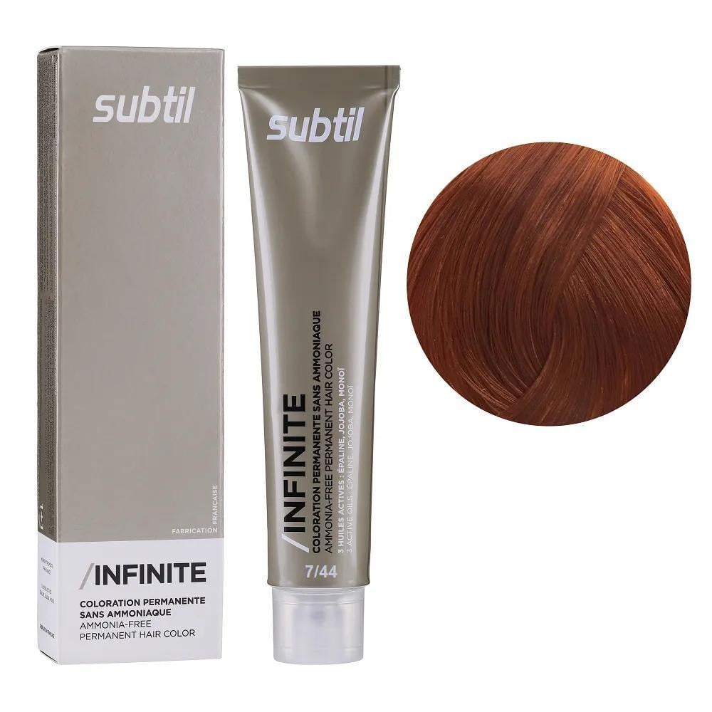 Крем-краска безаммиачная для волос Subtil Infinite Permanent Hair Color 7.44 Блондин медный насыщенный 60 мл