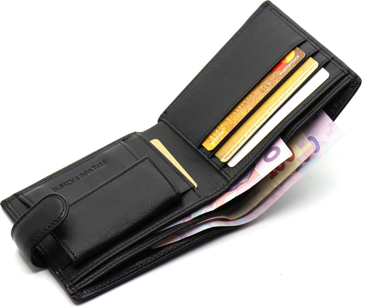 Портмоне мужское St Leather на кожаной кнопке Черный (ST-104-1) - фото 6 Портмоне мужское St Leather на кожаной кнопке Черный (ST-104-1) - фото 6