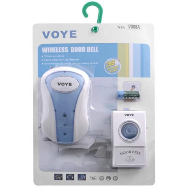 Звонок дверной музыкальный Voye V008A 38 мелодий 220 V и кнопка на батарейку Белый - фото 3