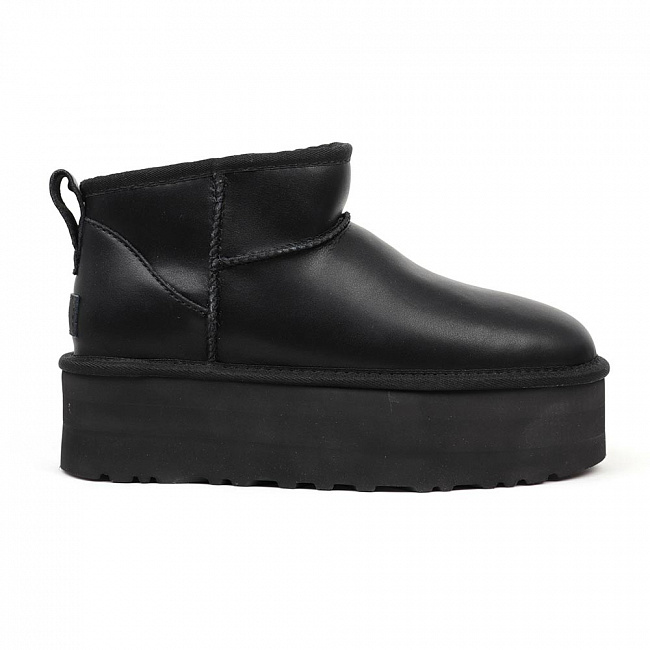Уги жіночі UGG Ultra Mini Platform Black Leather р. 41 Чорний (16369)