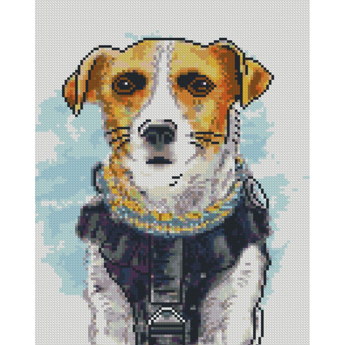 Алмазная мозаика Strateg Премиум Акварельный пес Патрон 30x40 см (HX496)