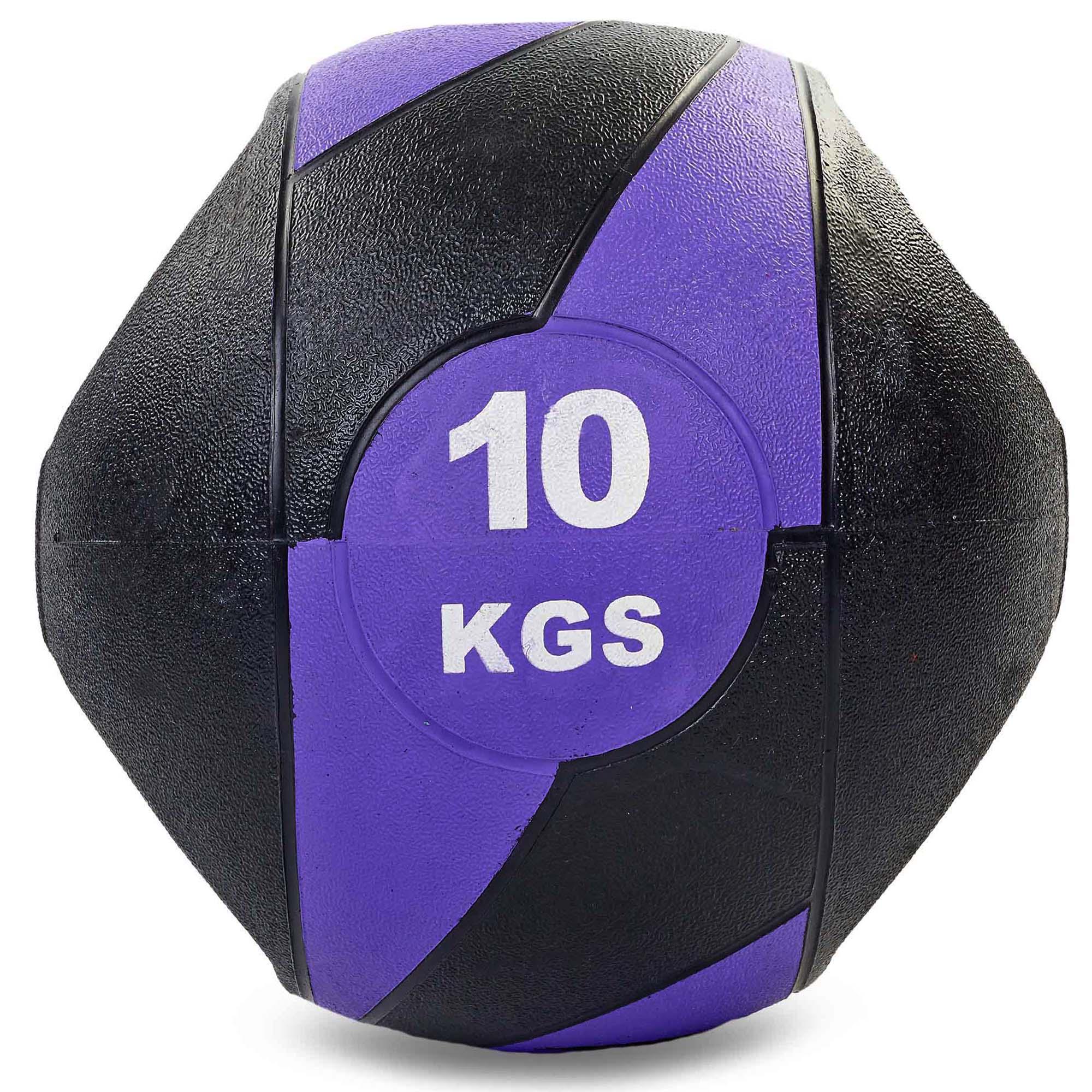 М'яч медичний медбол Record Medicine Ball FI-5111-10 з двома ручками 10 кг Чорний/Фіолетовий (DR003494)