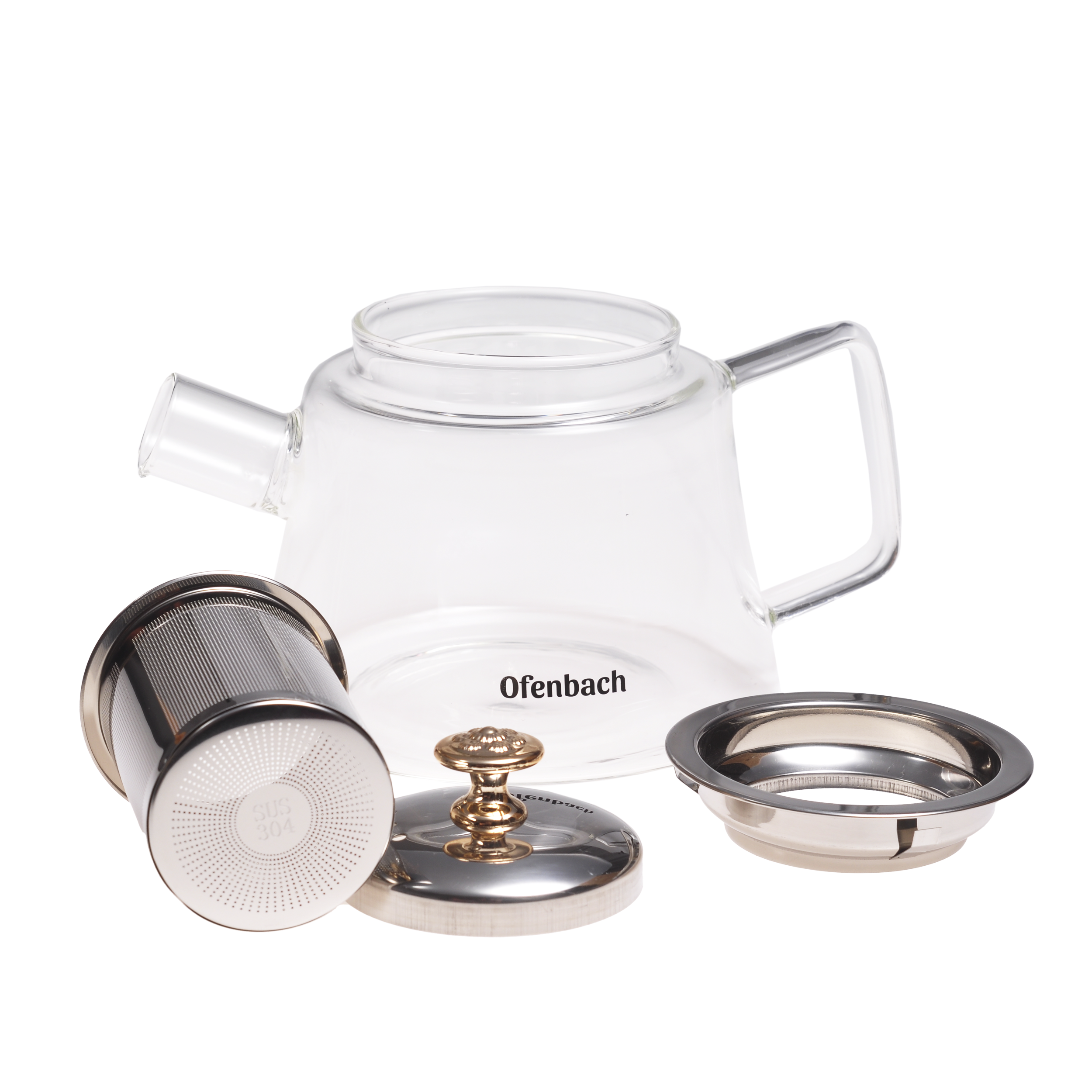 Заварочный чайник со съемным ситечком Ofenbach KM-100617М из термостойкого стекла 800 мл Прозрачный (150-84-100617М) - фото 3 Заварочный чайник со съемным ситечком Ofenbach KM-100617М из термостойкого стекла 800 мл Прозрачный (150-84-100617М) - фото 3