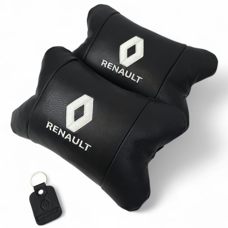 Подушка автомобильная Renault 7511 на подголовник кожа 2 шт. Black (36226858)
