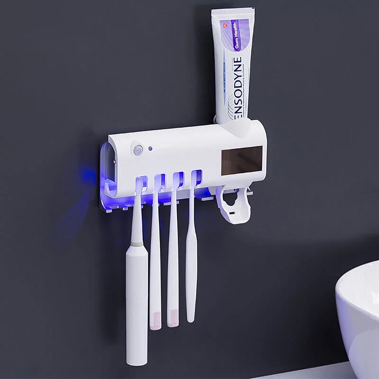 Держатель для зубных щеток Yu Xin на 4 секции с дозатором Multi-function Toothbrush Sterilizer UV - фото 9