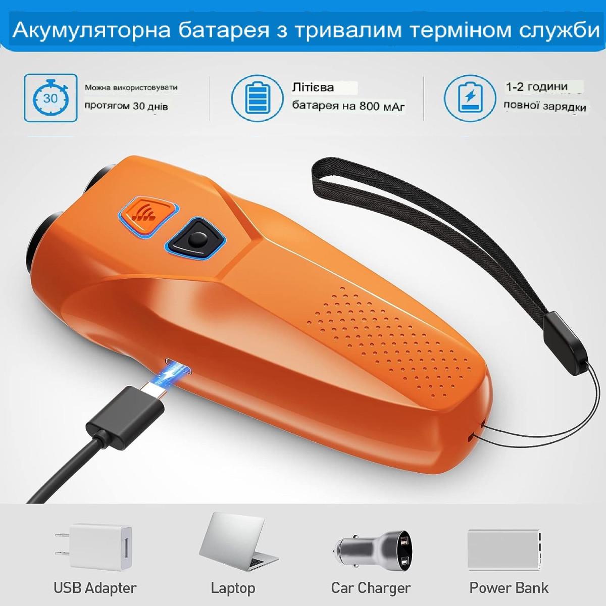 Відлякувач собак ультразвуковий Ultrasonic PU70 з фонариком/індикатором зарядки/акумулятором від USB 3в1 - фото 2