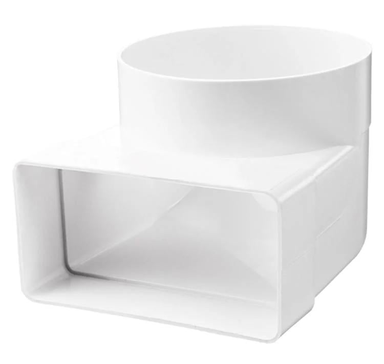 Коліно сполучне для плоских та круглих повітроводів Ventika 822 60/204 - d125 мм кут 90° ПВХ Білий