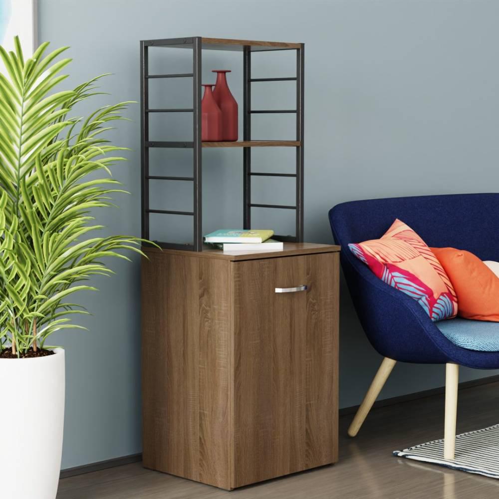 Стіл-тумба трансформер Ferrum-decor Смарт 4/2 з етажеркою метал/ДСП 16 мм 1430x1450x600 мм Чорний/Дуб Сонома Трюфель (FRD-105134)