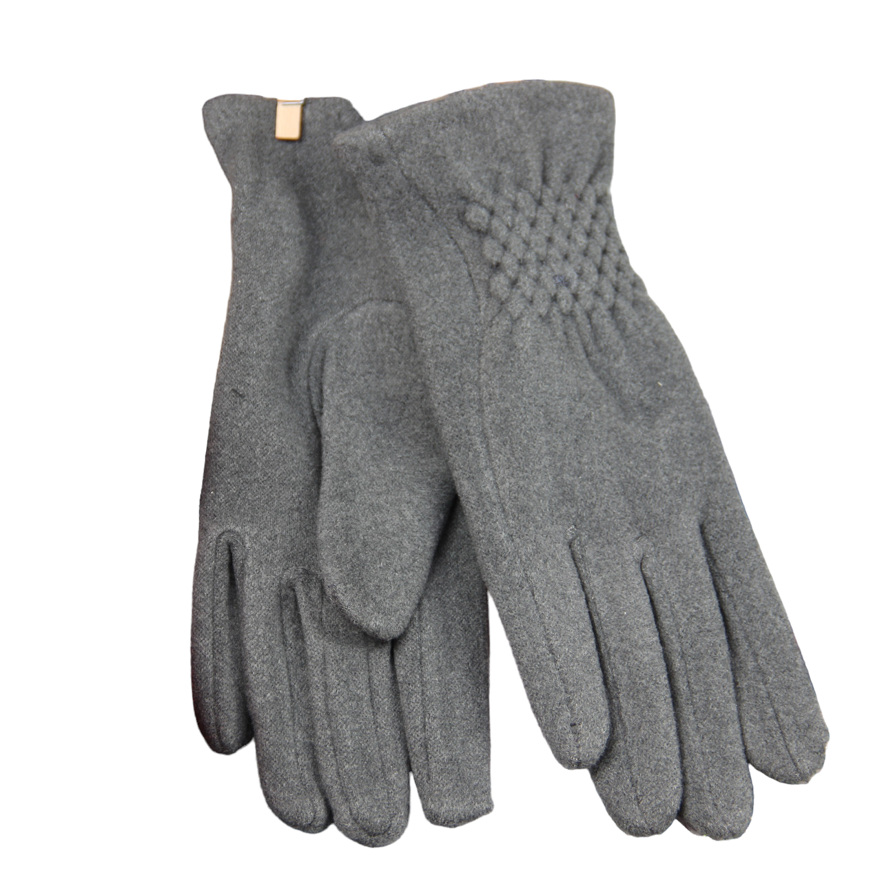 Перчатки женские велюровые с мехом с резиновой вставкой M Серый (34099)