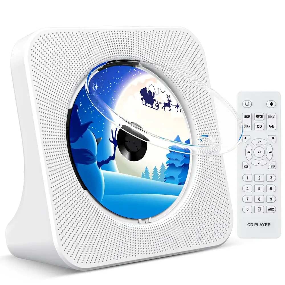 CD плеєр Bluetooth колонка USB AUX FM радіо з динаміками музичний програвач від мережі настінний монтаж для дому з пультом Type-C
