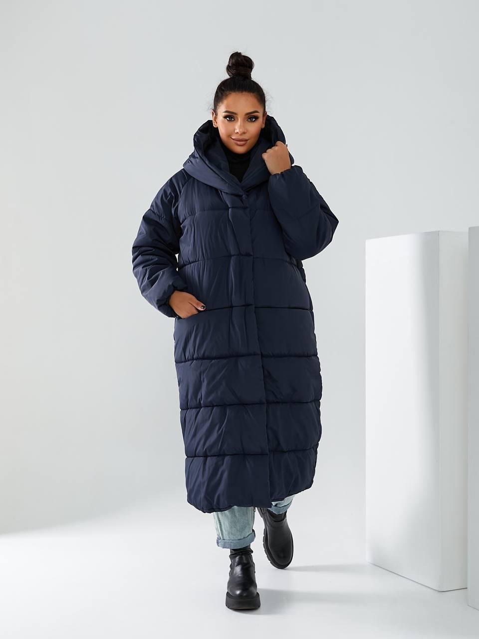 Пальто-пуховик довге на кнопках Аiza А521 р. 42-44 Персиковий/Бежевий - фото 10 Пальто-пуховик довге на кнопках Аiza А521 р. 42-44 Персиковий/Бежевий - фото 10