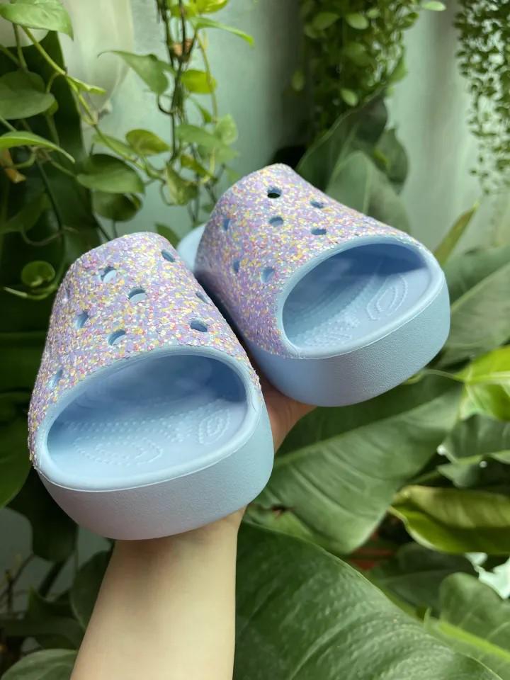 Слайди Crocs Classic Platform Glitter Slide р. 38-39 Blue Calcite/Multi (14907081) - фото 7