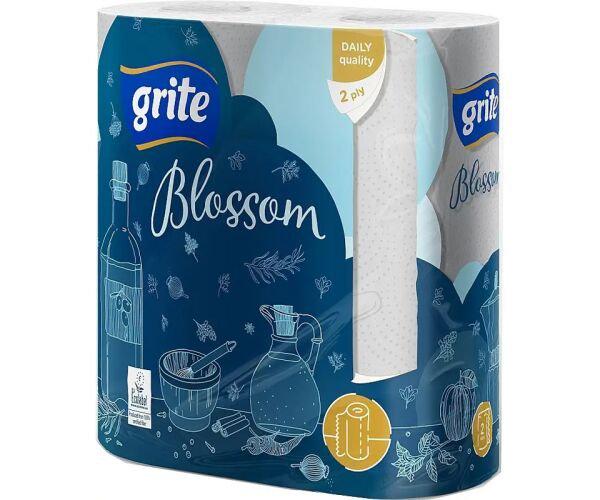 Бумажные полотенца двухслойные Белый GRITE Blossom 2 рулона 15,84 м 88 листов (17718)