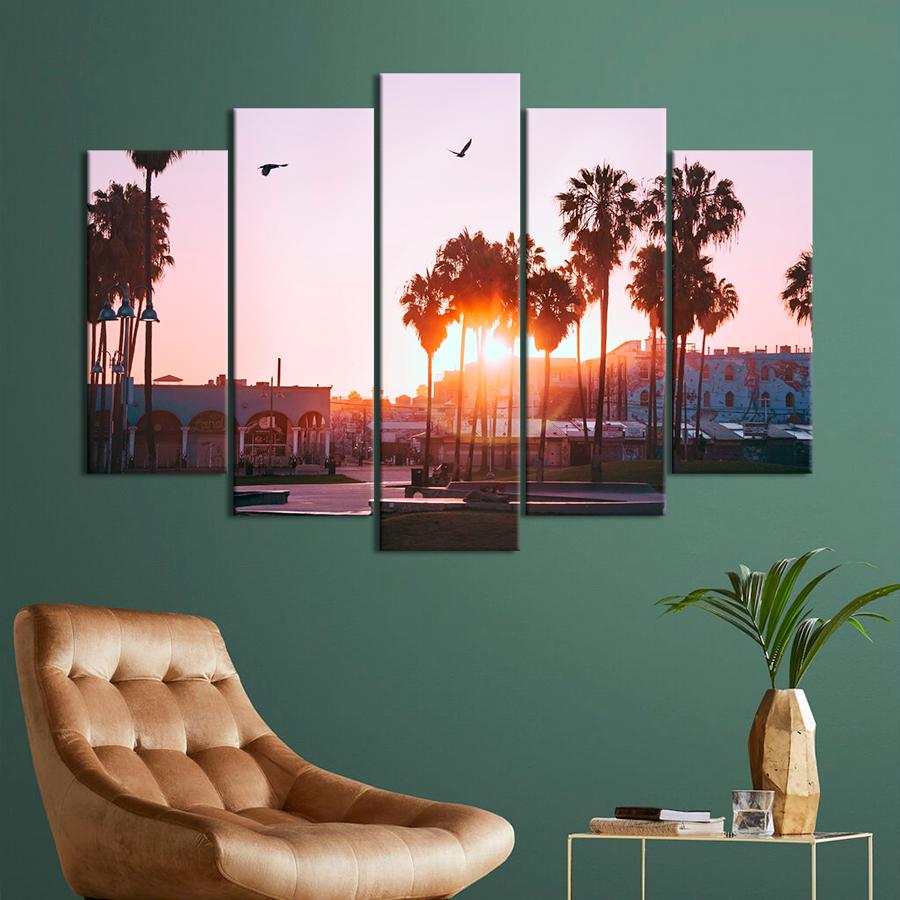 Картина город Закат в Ло-Анджелесе 112x68 см (A784-5)