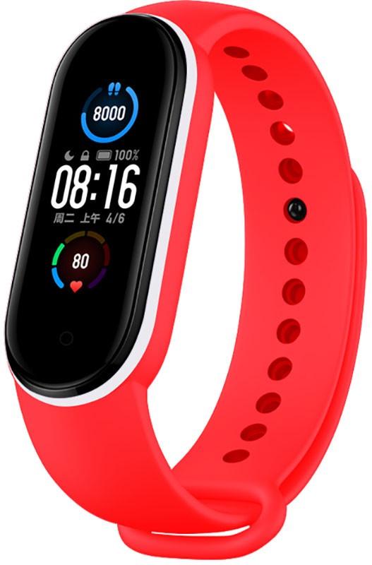 Ремешок UWatch Double Color Replacement Silicone Band Line For Xiaomi Mi Band Line 5/6/7 Red/White - фото 2