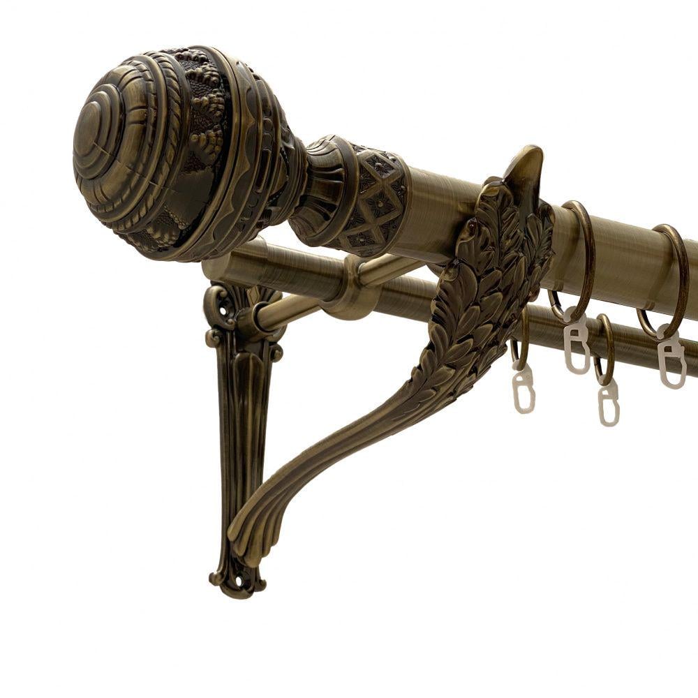 Карниз для штор Orvit Арабеска двухрядный гладкий 35/19 мм 240 см Антик (00-00011569)