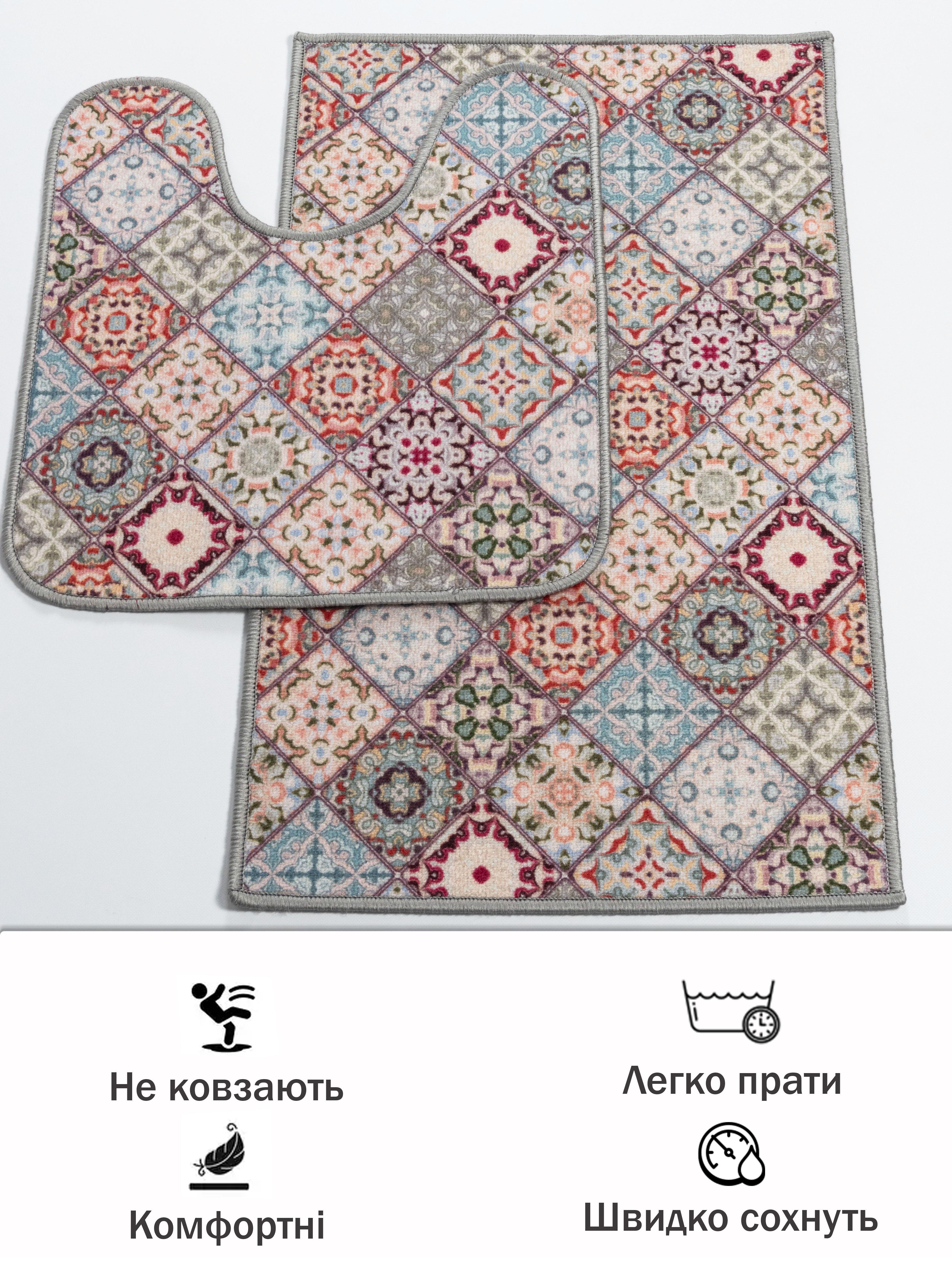 Набір килимків для ванної кімнати та туалету Print 202-2 80х120/57х60 см Сірий/Блакитний (483460849) - фото 6