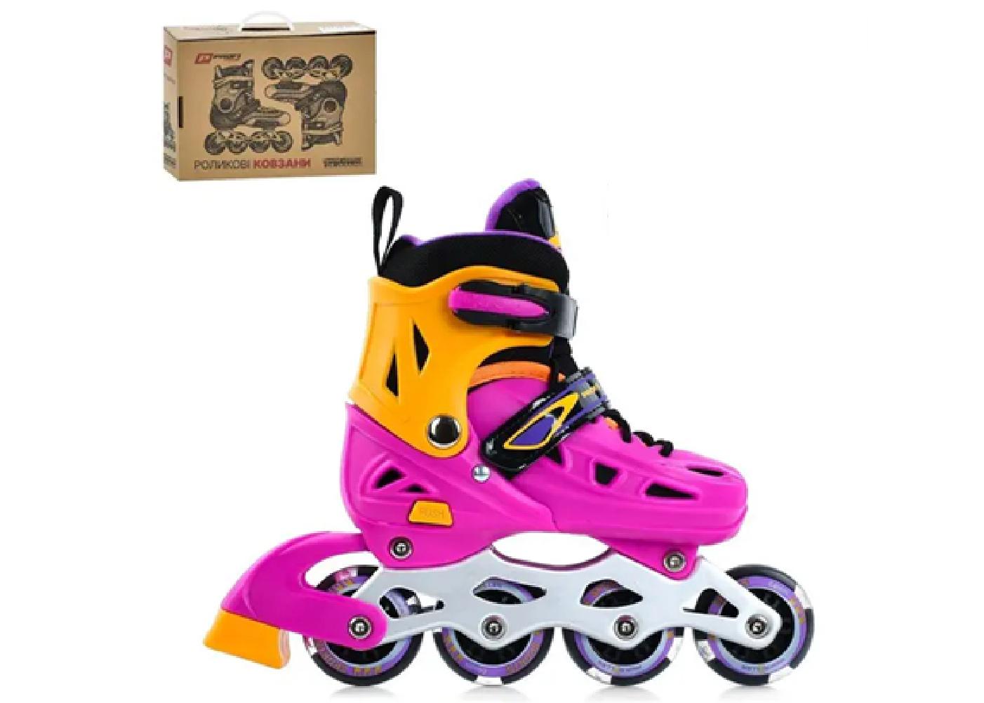 Ролики дитячі розсувні Profi р. 31-34 Фіолетовий з помаранчевим (A4151-S-V) - фото 2 Ролики дитячі розсувні Profi р. 31-34 Фіолетовий з помаранчевим (A4151-S-V) - фото 2