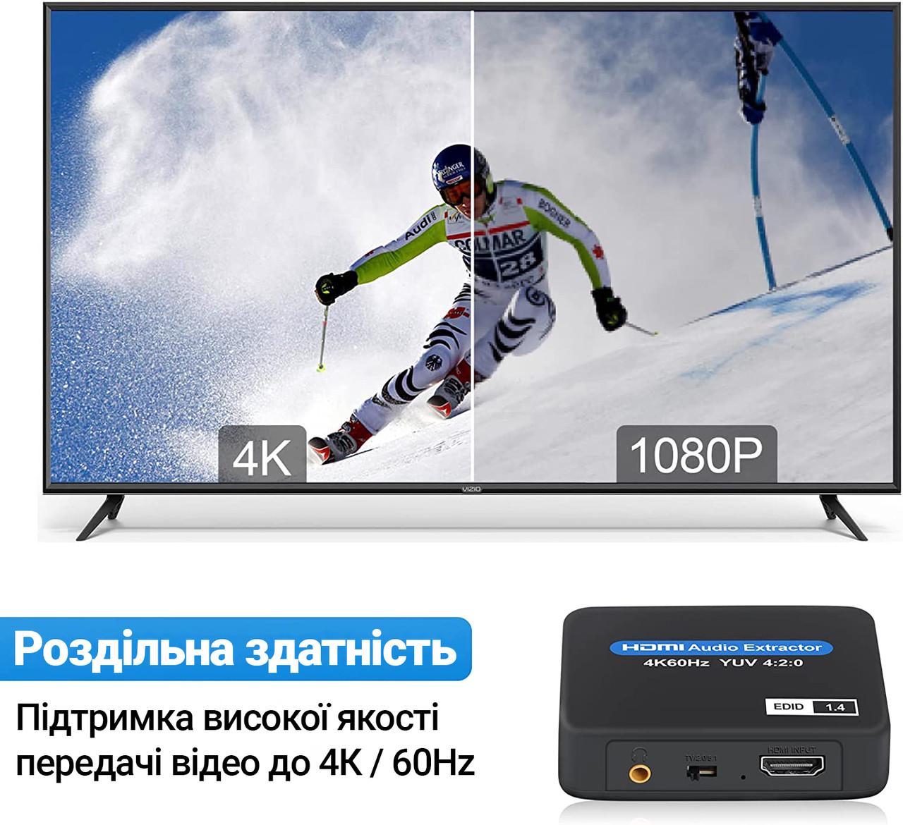 Экстрактор HDMI аудио Addap HAE-01 преобразователь звука с HDMI на 3,5 мм minijack и spdif 5.1 - фото 5