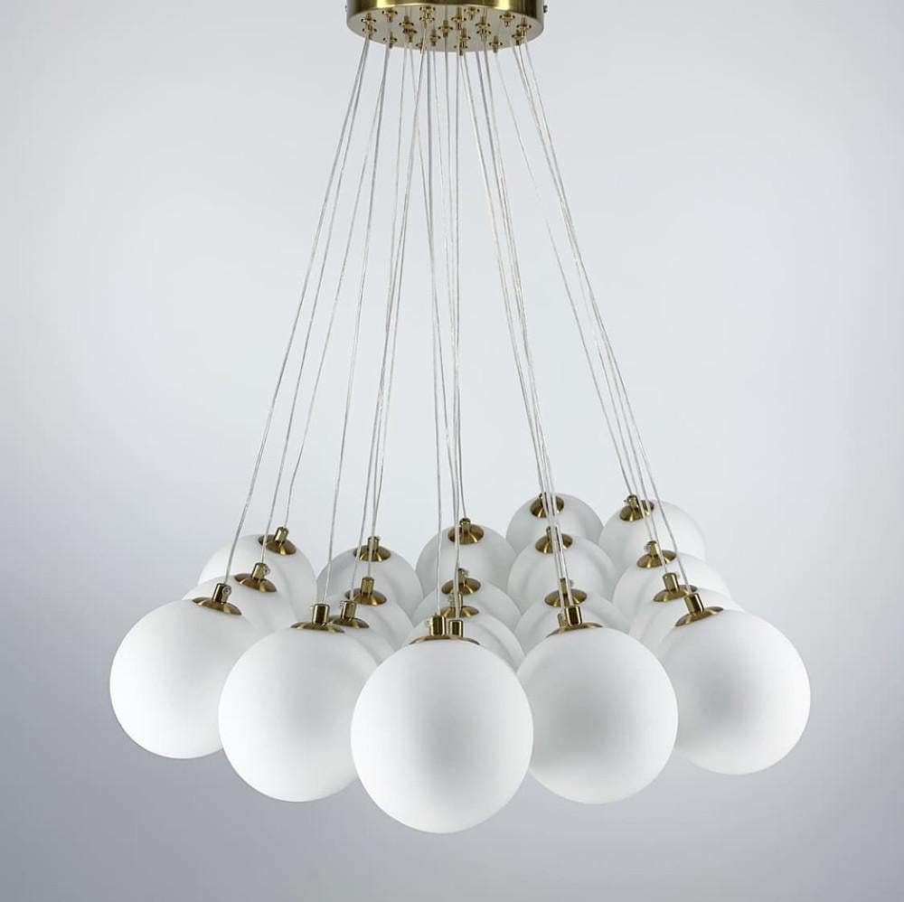 Люстра-трансформер підвісна Jar Bubble Ball з 21 плафоном Білий/Латунь (0286 AB)