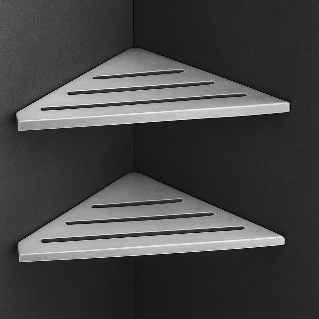 Набор угловых полок для ванной из нержавейки 19х19 см 2 шт. - фото 6