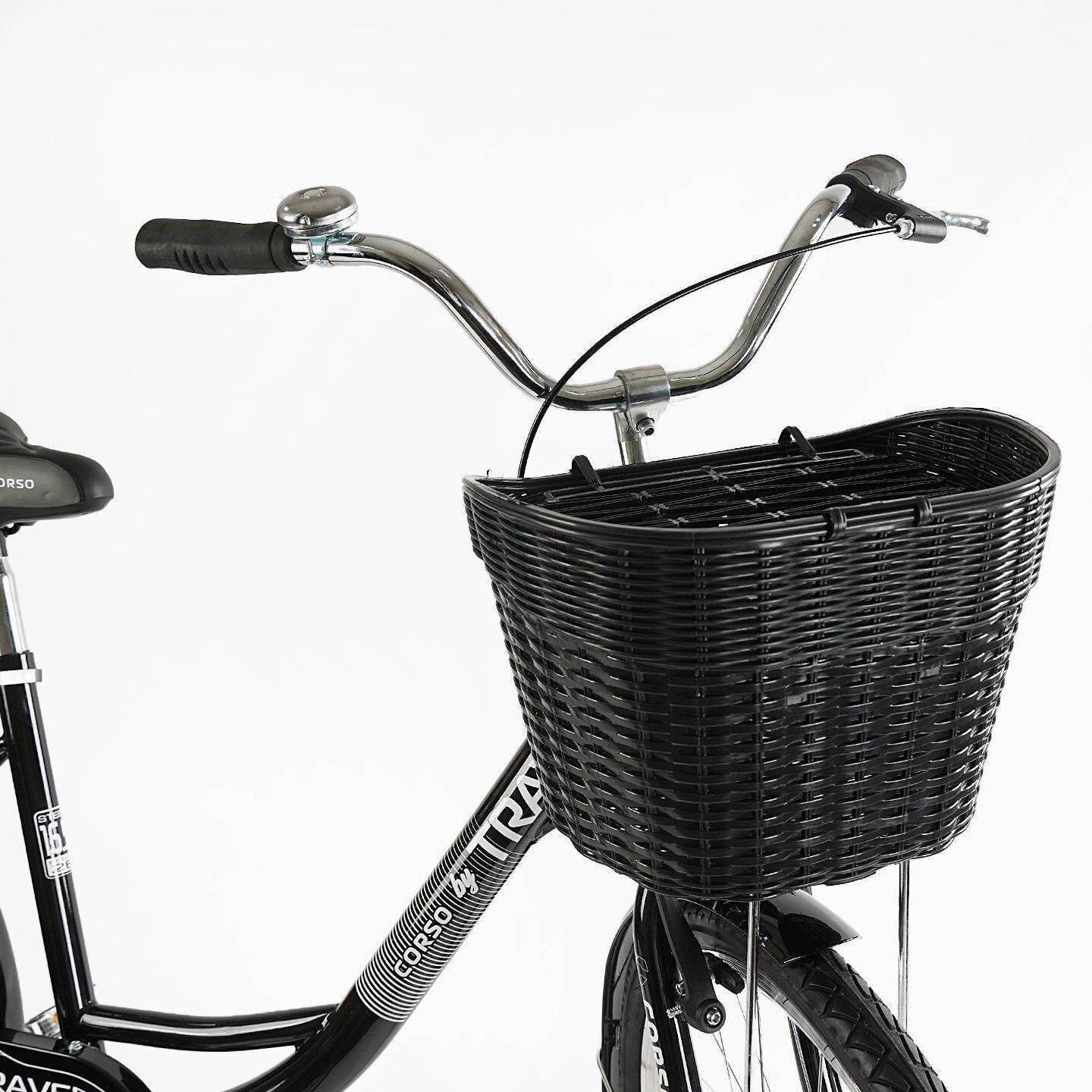 Велосипед городской Corso Travel с корзиной и багажником рама 16,5/26" Черный - фото 6 Велосипед городской Corso Travel с корзиной и багажником рама 16,5/26" Черный - фото 6