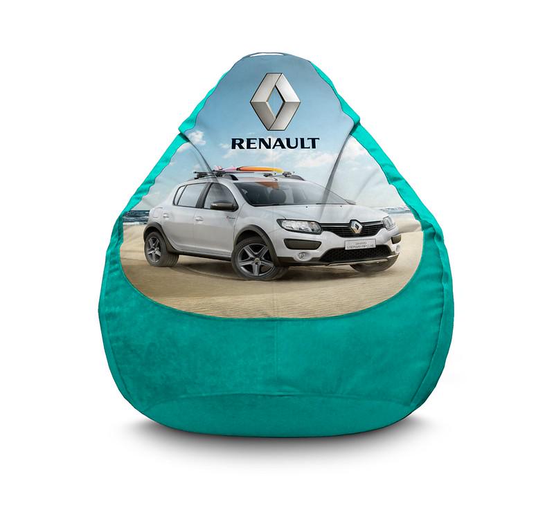 Кресло мешок iPuff Renault Sandero Флок XL 80x110 см Бирюзовый