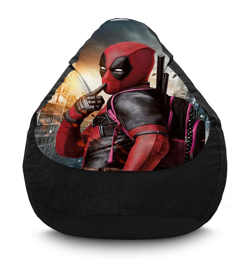 Кресло-мешок iPuff Deadpool оn the background of the city Marvel флок XXXL 100х135 см Черный (113922-2)