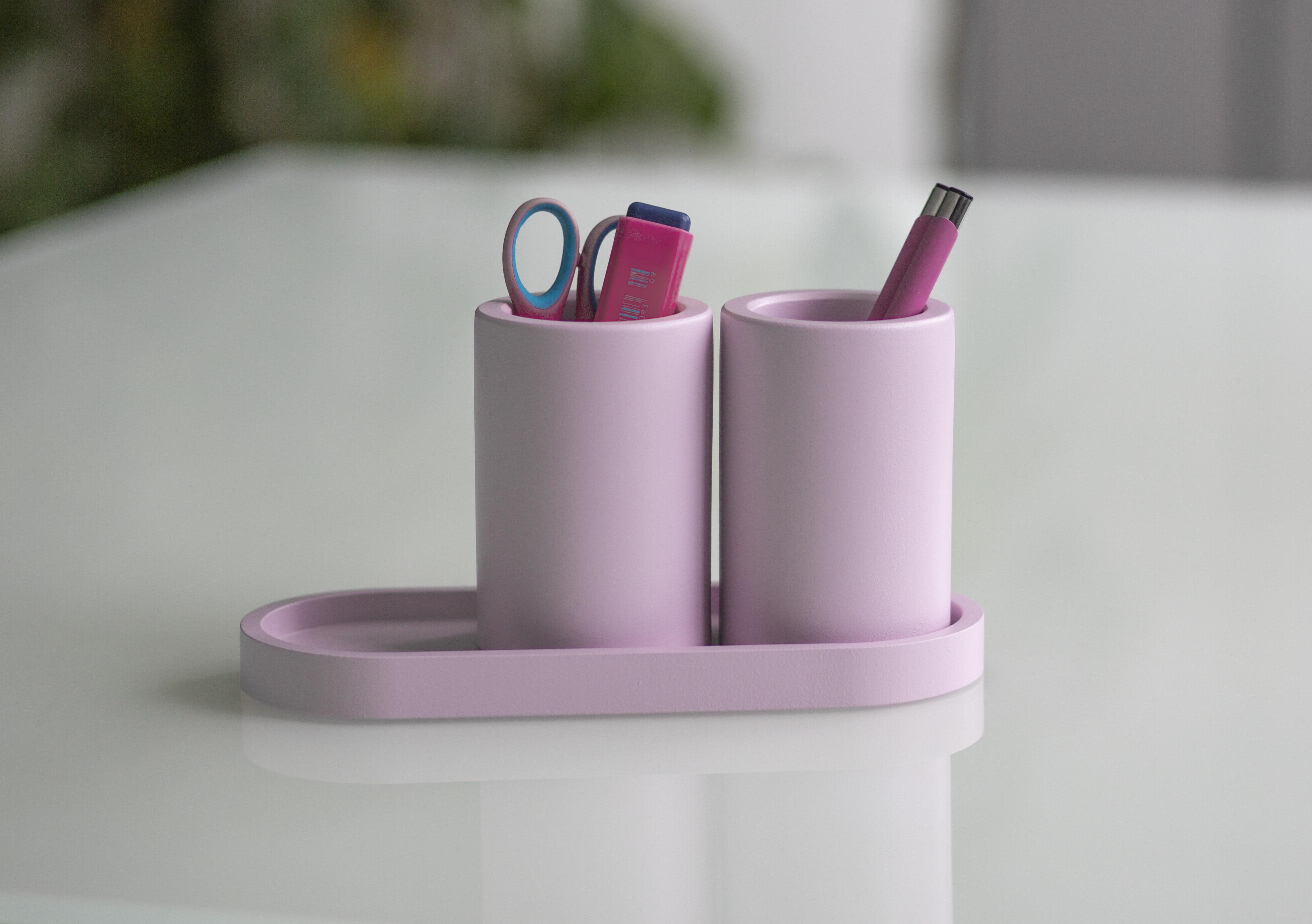Набір з підставок-органайзерів для канцелярії CUTE Double set Еlongated Pink
