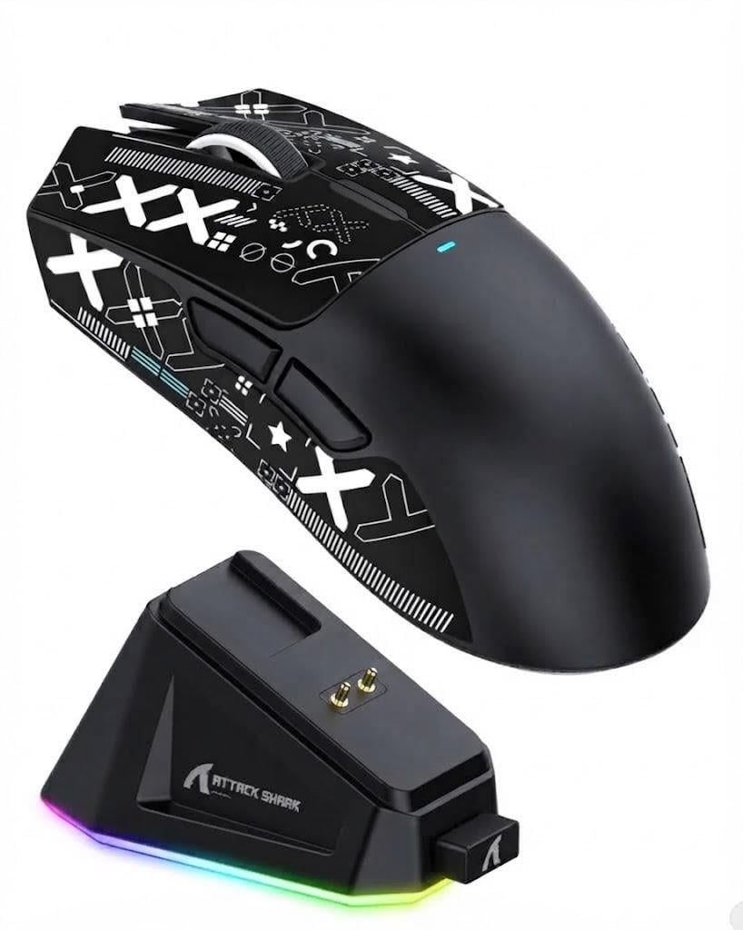 Мышь беспроводная игровая attack shark X11 радио 2,4Ghz/Bluetooth 5.2 док-станция Черный (2641364903)