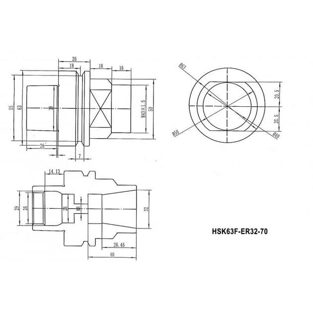 Патрон цанговый HSK63F ER-32 L70 (21166724) - фото 4