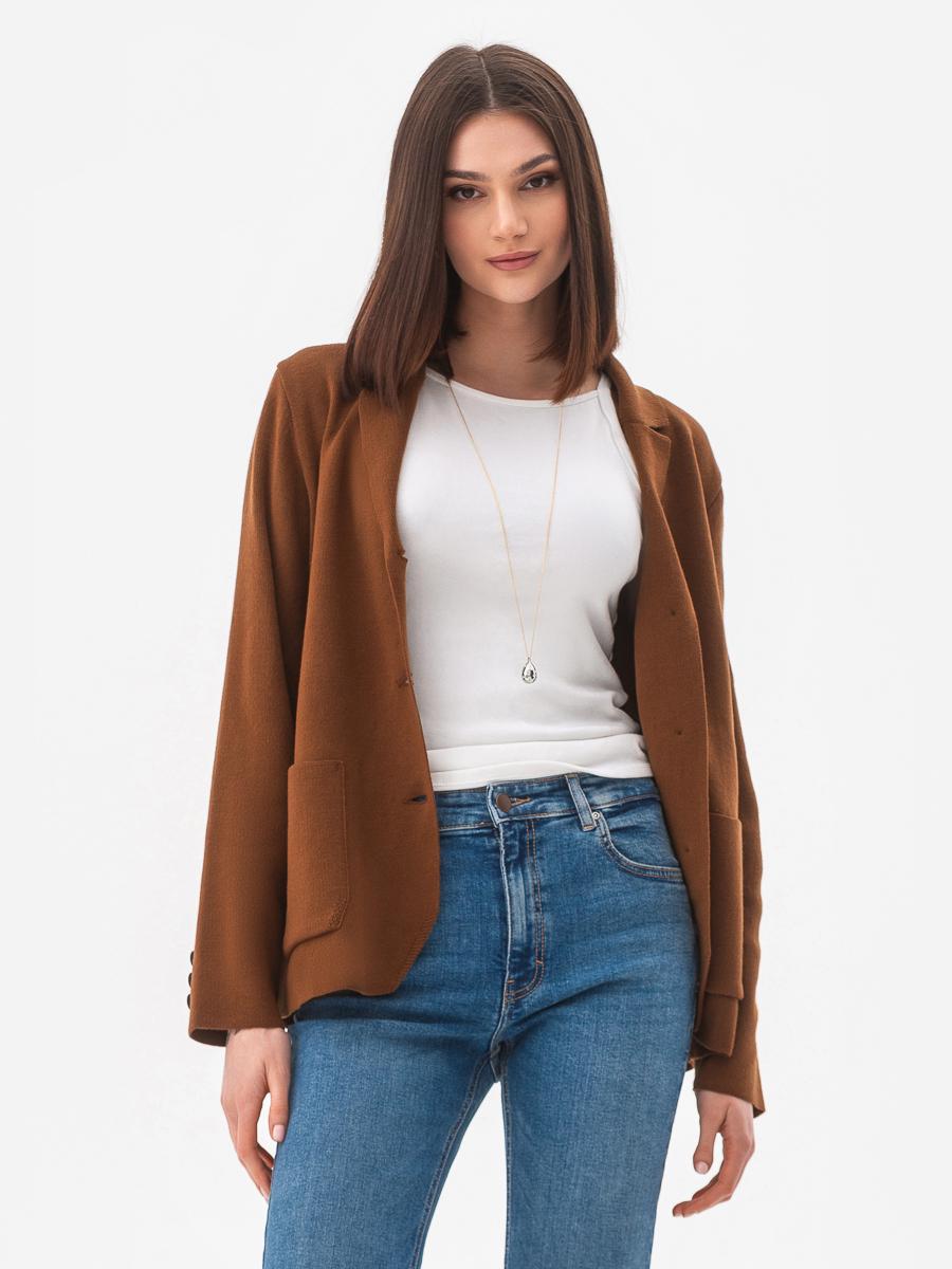 Піджак легкий тонкий в'язаний жіночий SVTR р. 42-50 Коричневий (596) - фото 8 Піджак легкий тонкий в'язаний жіночий SVTR р. 42-50 Коричневий (596) - фото 8