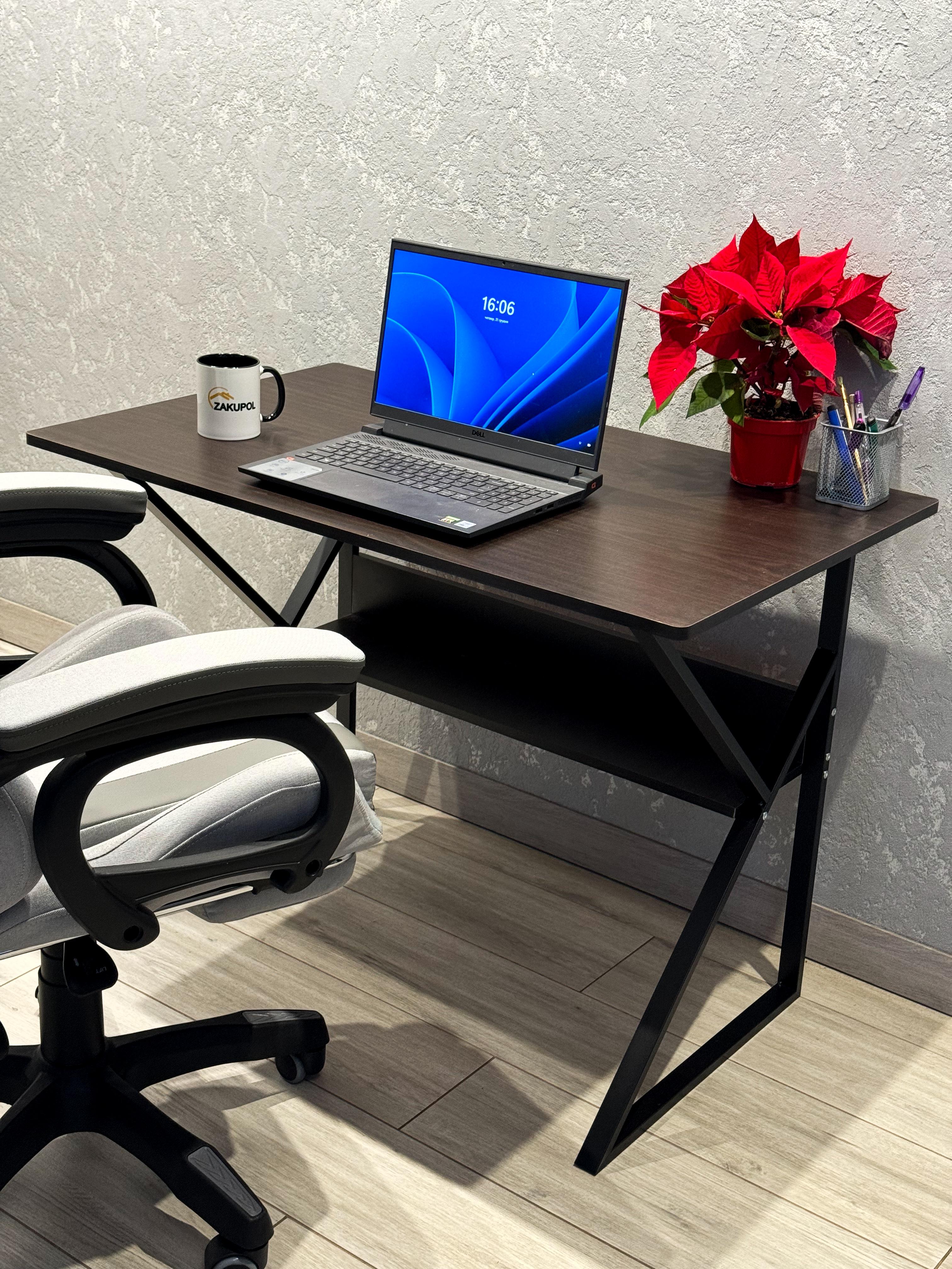 Комп'ютерний стіл з полицею Drom 100x60 см Чорний - фото 7 Комп'ютерний стіл з полицею Drom 100x60 см Чорний - фото 7