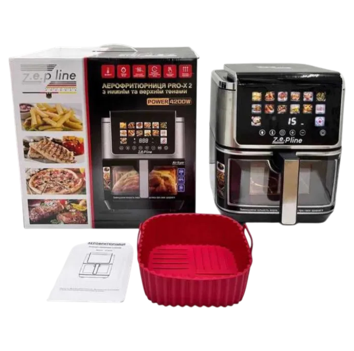 Аэрофритюрница ZepLine ZP-00340 4200 Вт 13 л с силиконовой формой Черный (GR-05988)