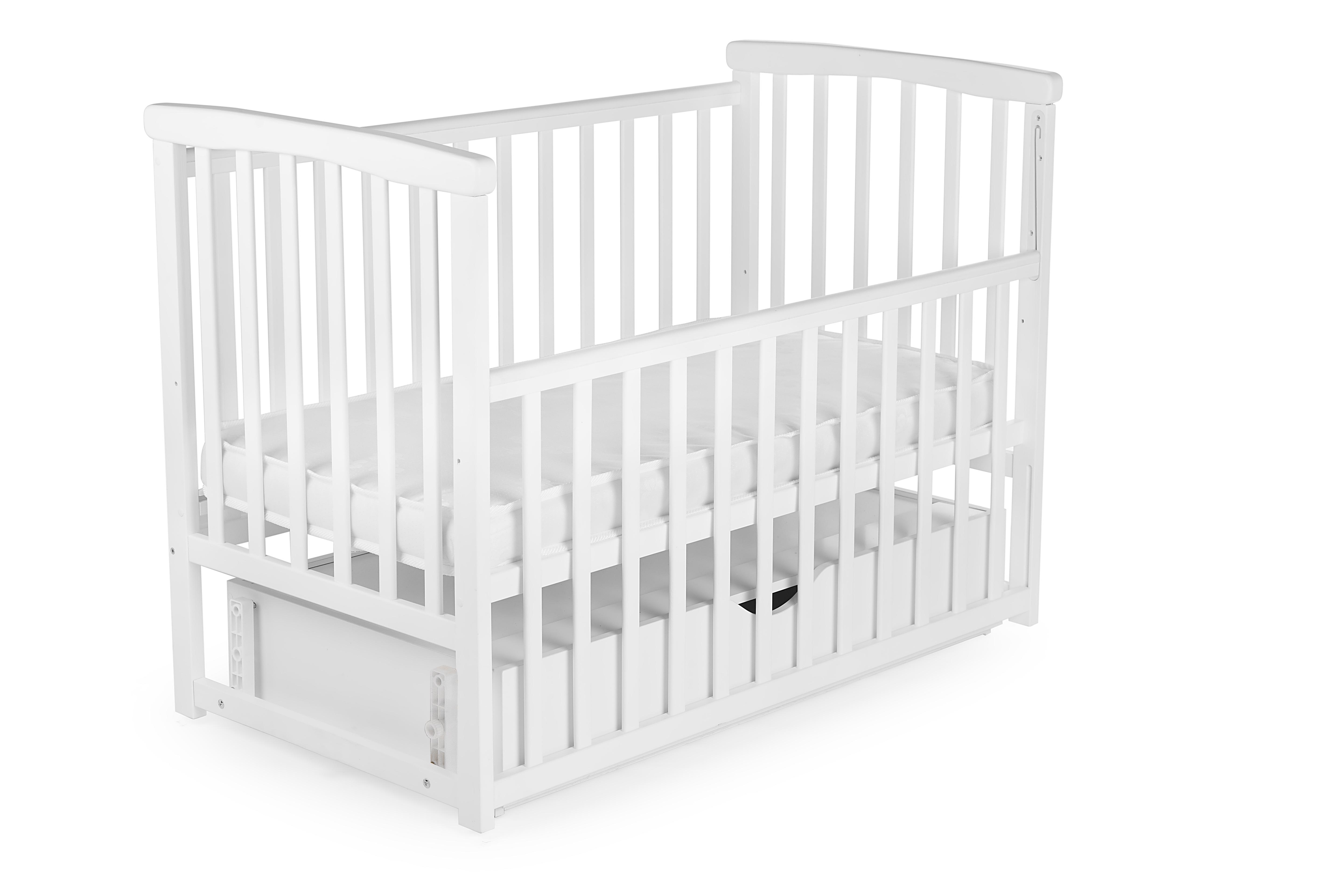 Кроватка для малыша Сонный котик с ящиком Белый (DS741)