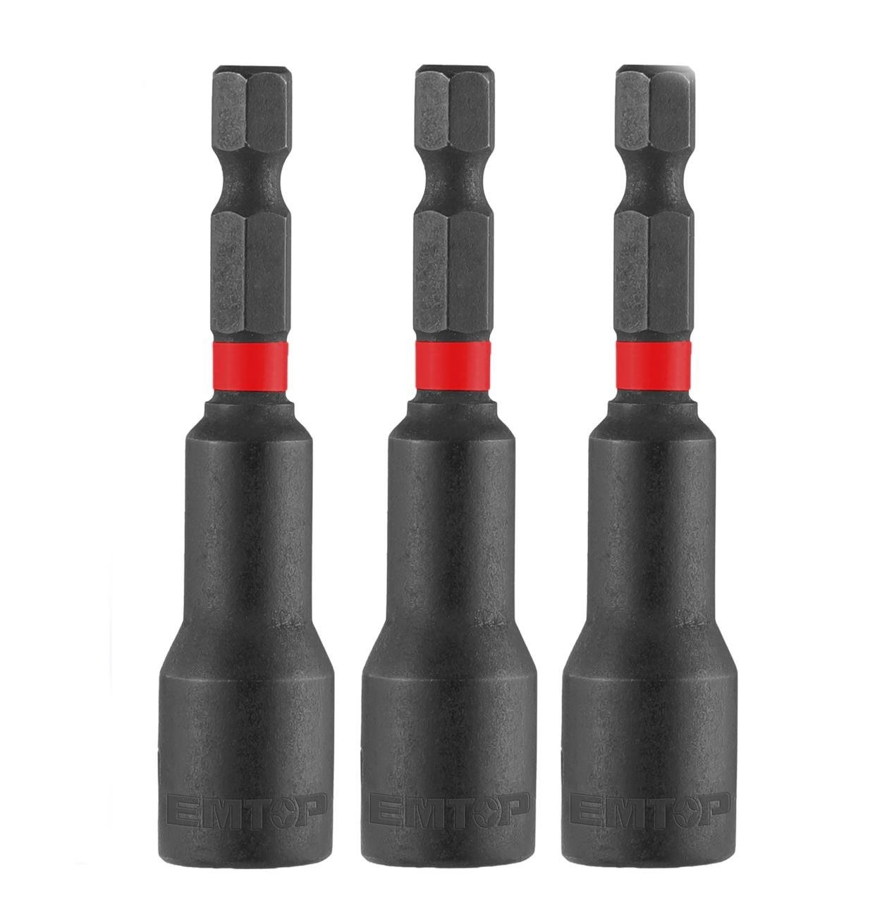 Набор магнитных торцевых ударных головок EMTOP EMNS1031 3 шт. 1/4''