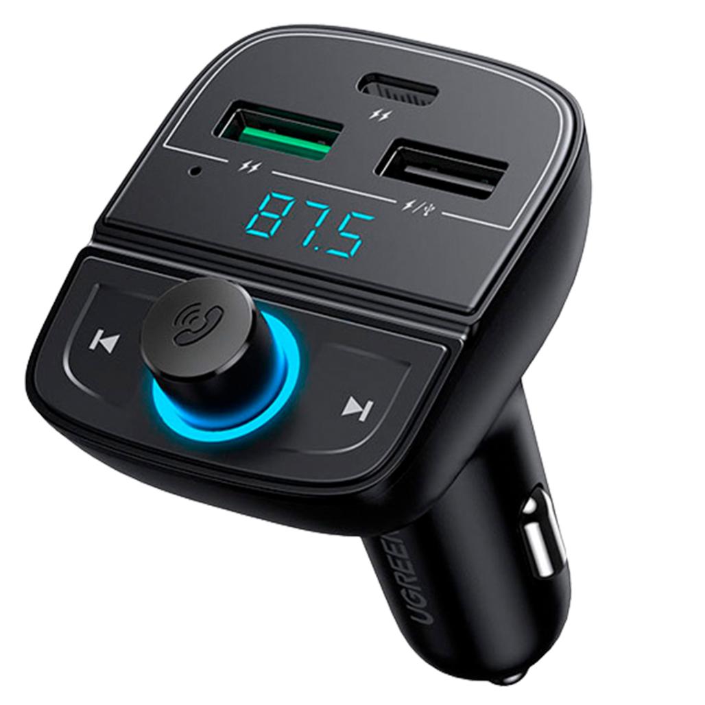 FM-трансмиттер Ugreen CD229 Bluetooth Car Charger 5.0 PD QC3.0 USB Flash Drive TF Black