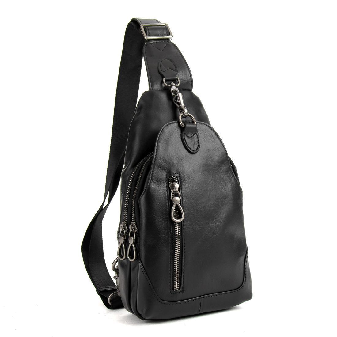 Сумка-слинг мужская кожаная Tiding Bag A0011A Черный (2656558980)