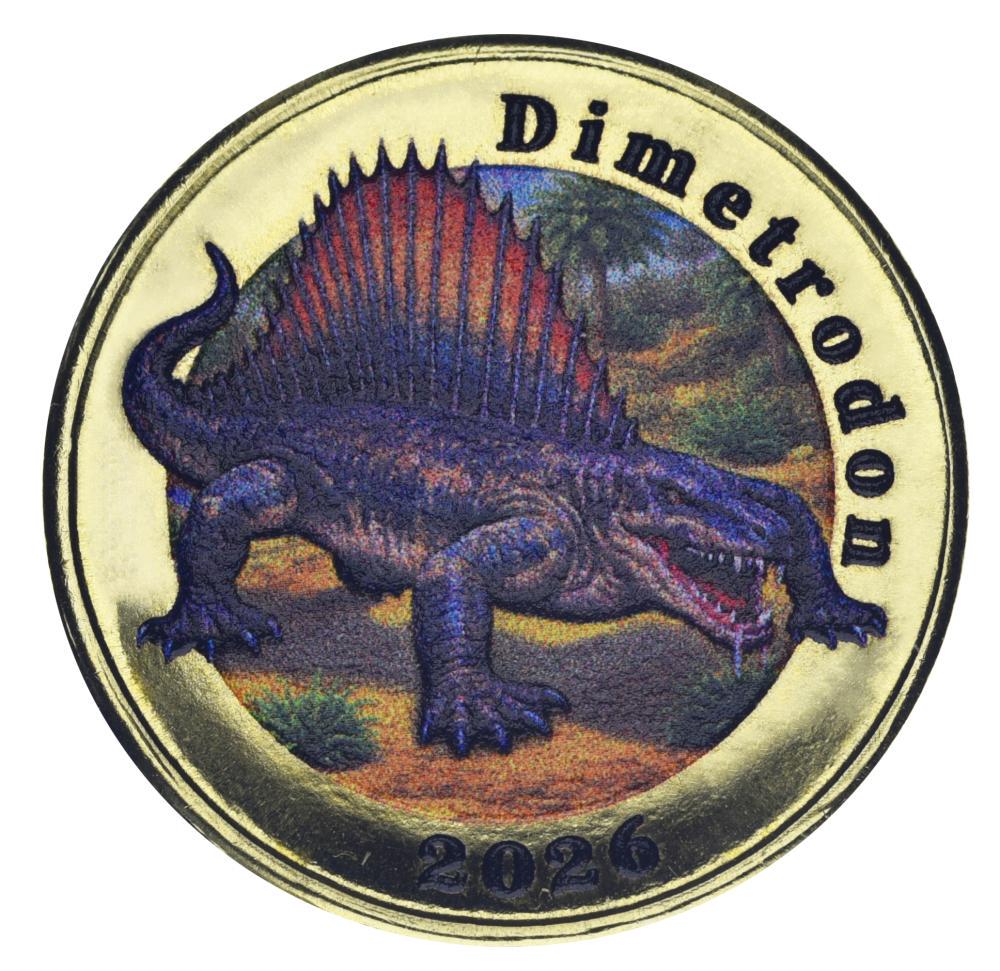 Колекційна монета Острів Адонара 7 доларів 2026 UNC Індонезія Динозавр-Диметродон (М24055)