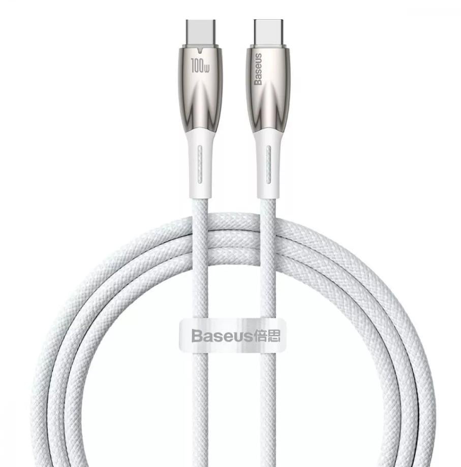 Кабель Baseus CADH000802 Glimmer Series Fast Charging Type-C to Type-C 100W 2 м White (11066909)