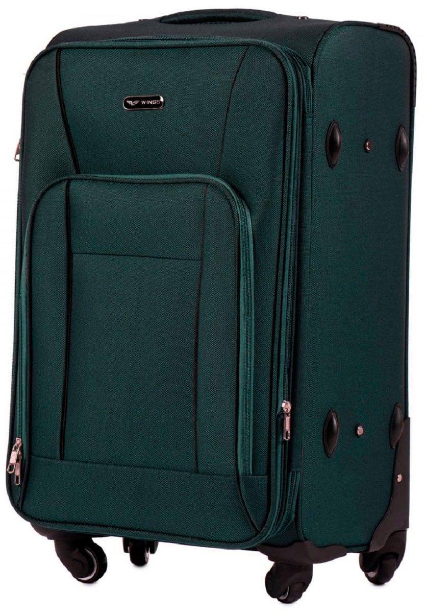 Чемодан тканевый Wings 1609 средний 4 колеса Зеленый (Vt00172)